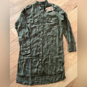 Civilianaire Linen "Easy" Dress, Bottle Green - Sz XS - NWT